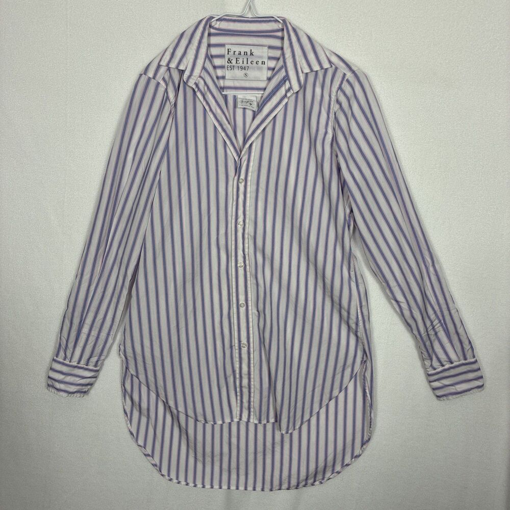 Frank & Eileen Greyson Blue Pink and White Stripe Shirt Size S